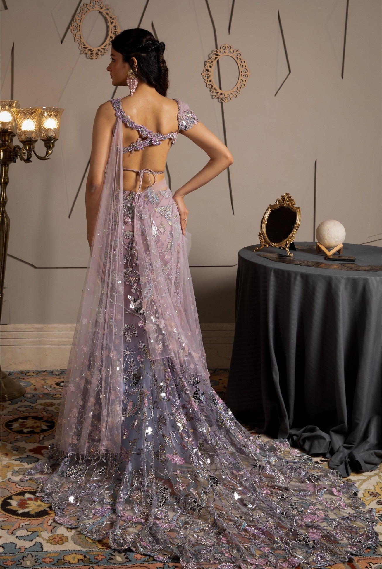 Skye – blue net lehenga, bisouNYC