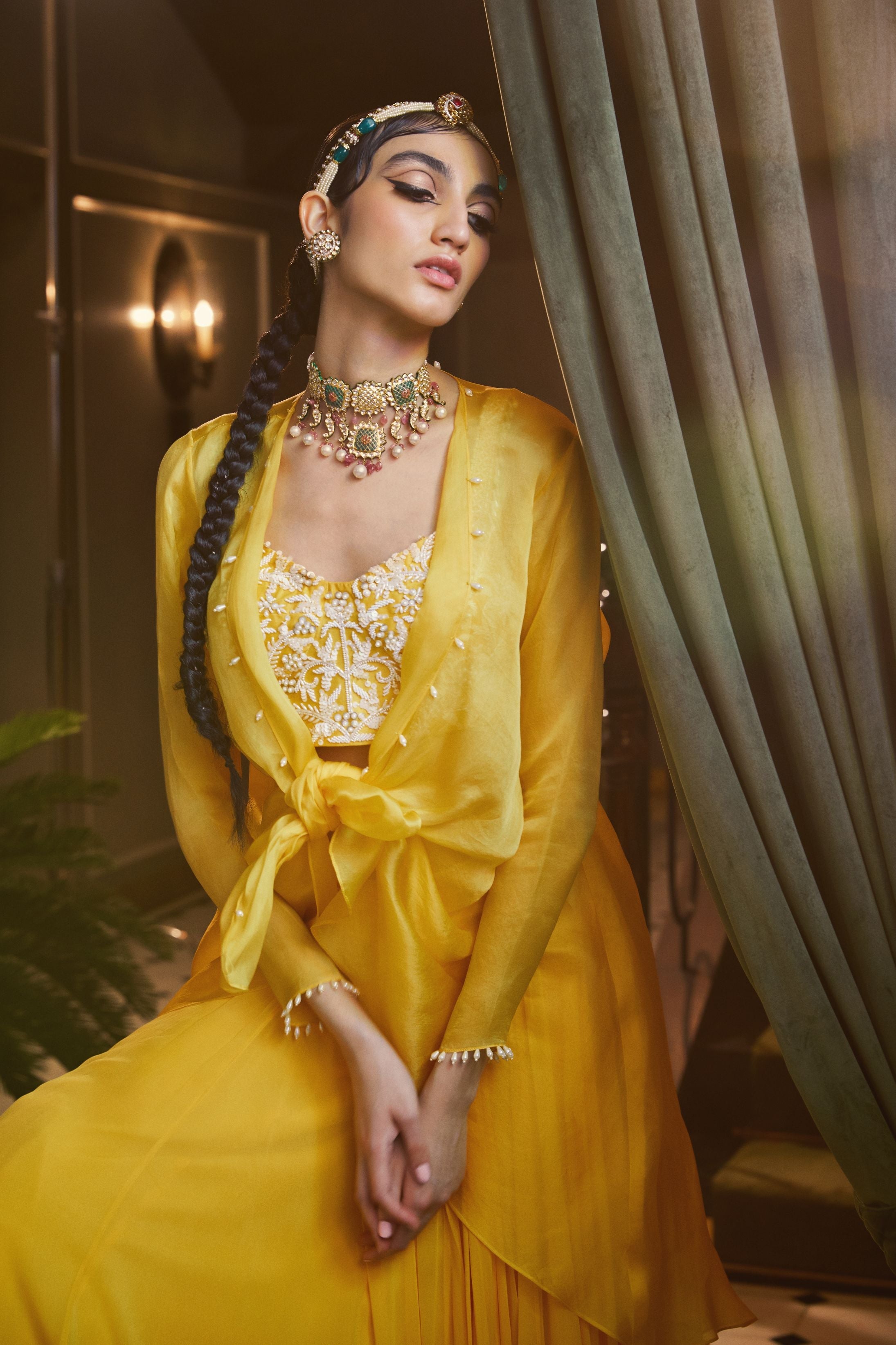 Sonam – yellow organza lehenga, bisouNYC