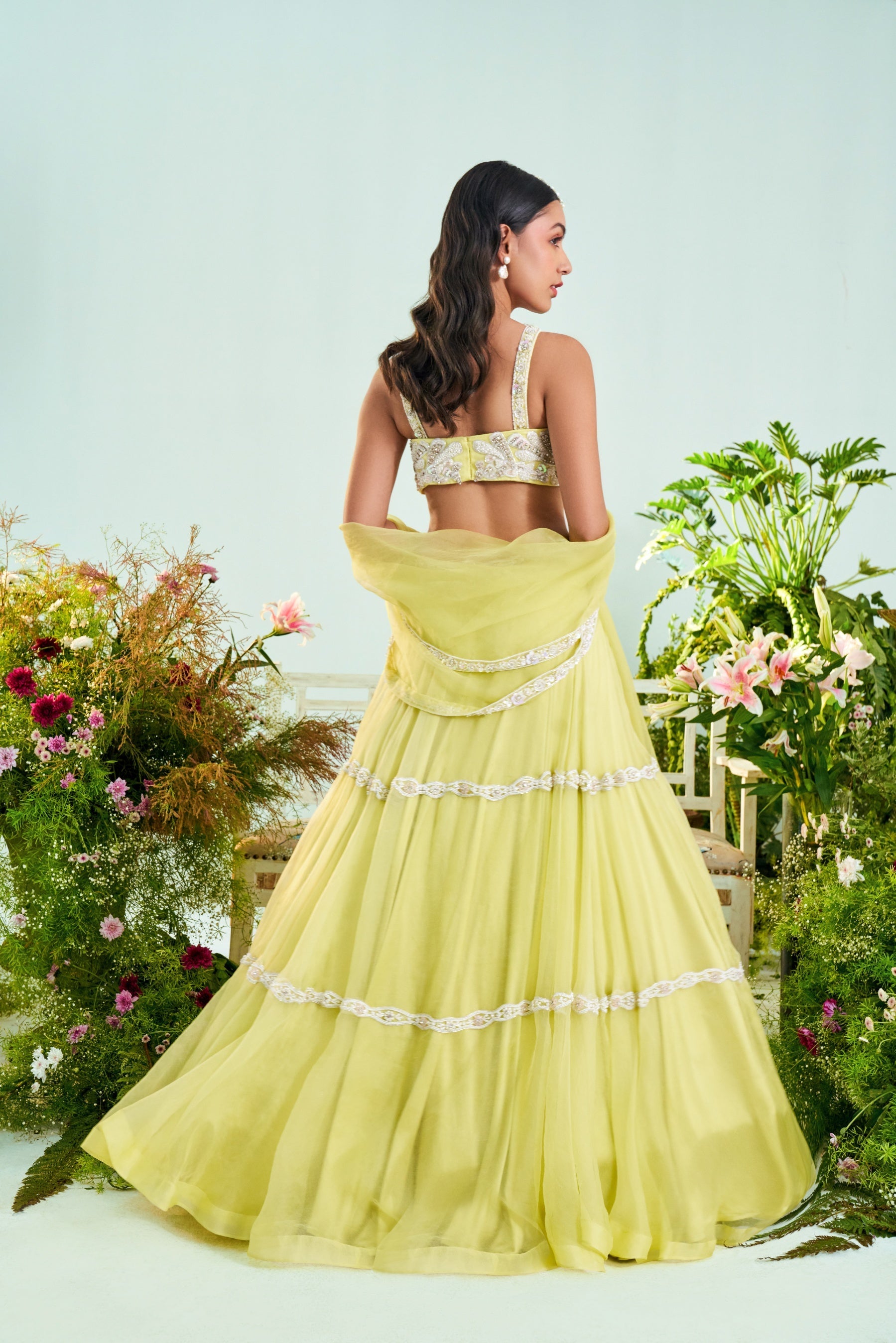 Sophia – ivory organza lehenga, bisouNYC