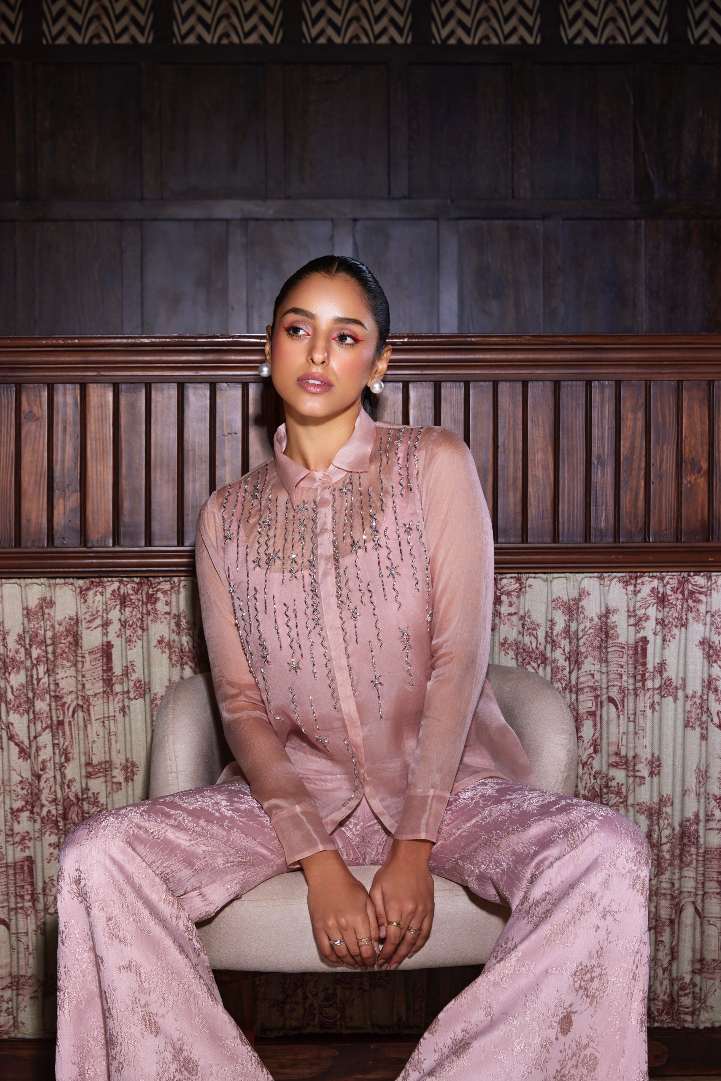 Stephanie – pink organza suit, bisouNYC