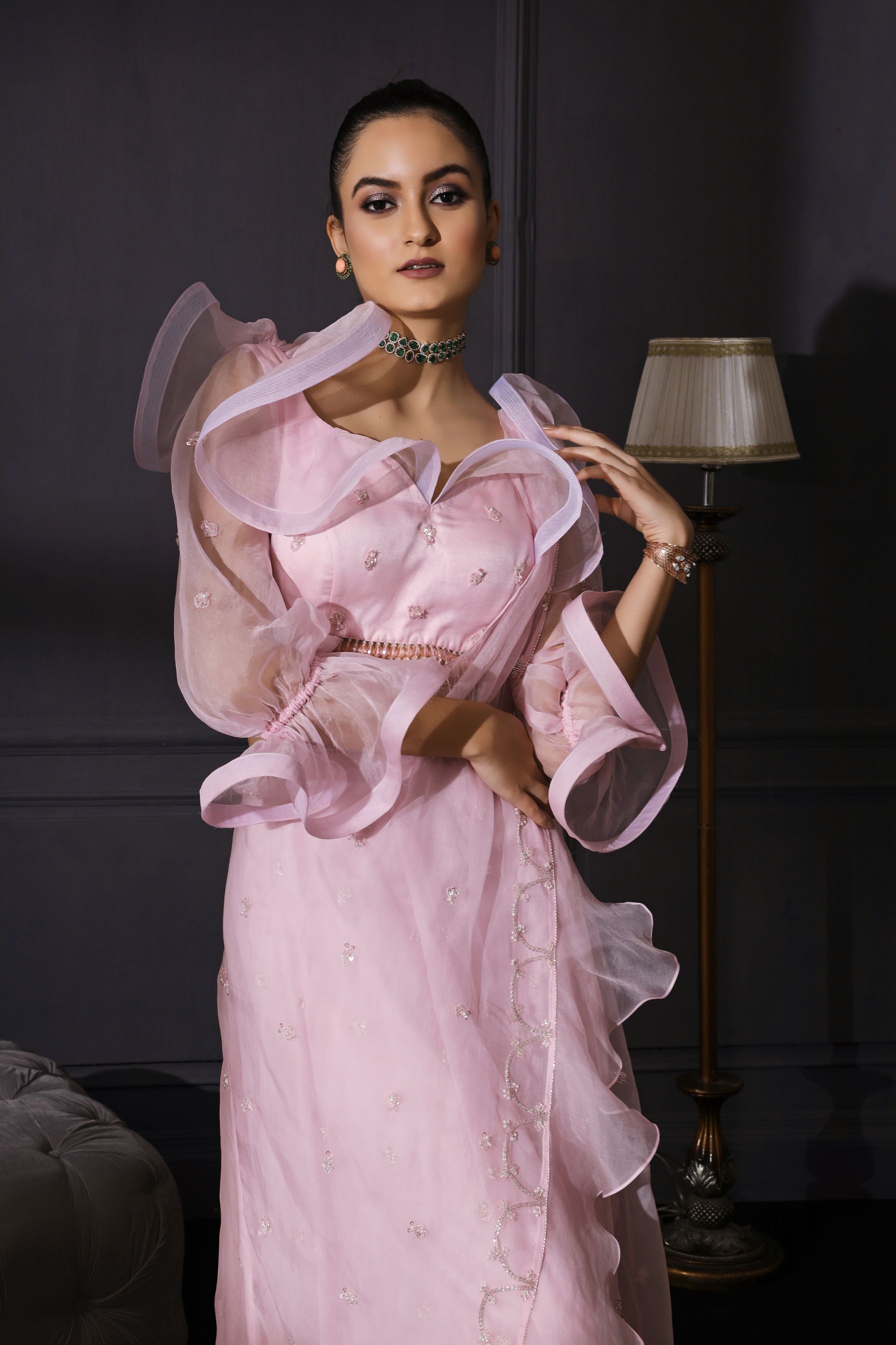Suhani – pink organza saree, bisouNYC
