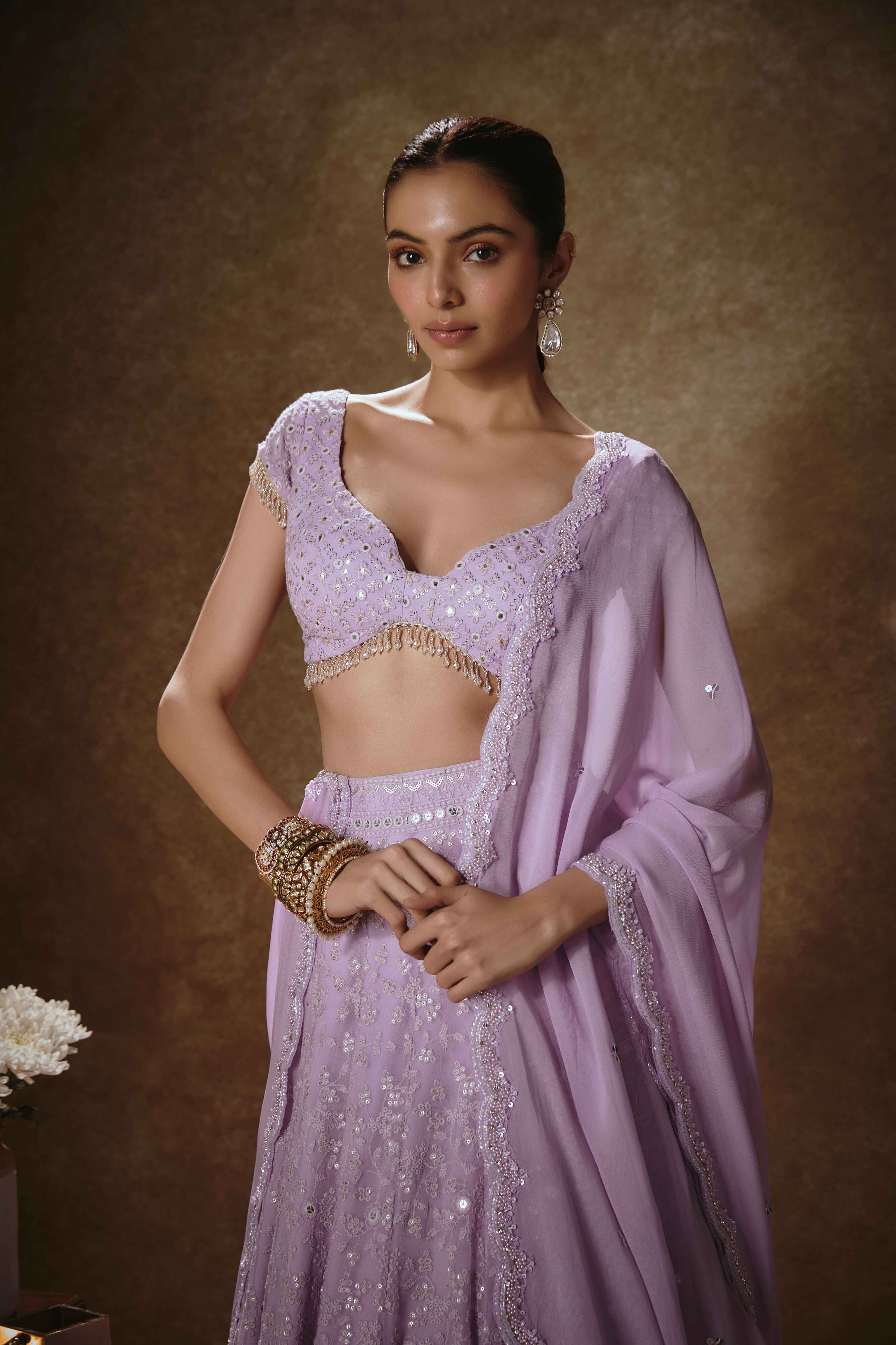 Taara – lilac georgette lehenga, bisouNYC