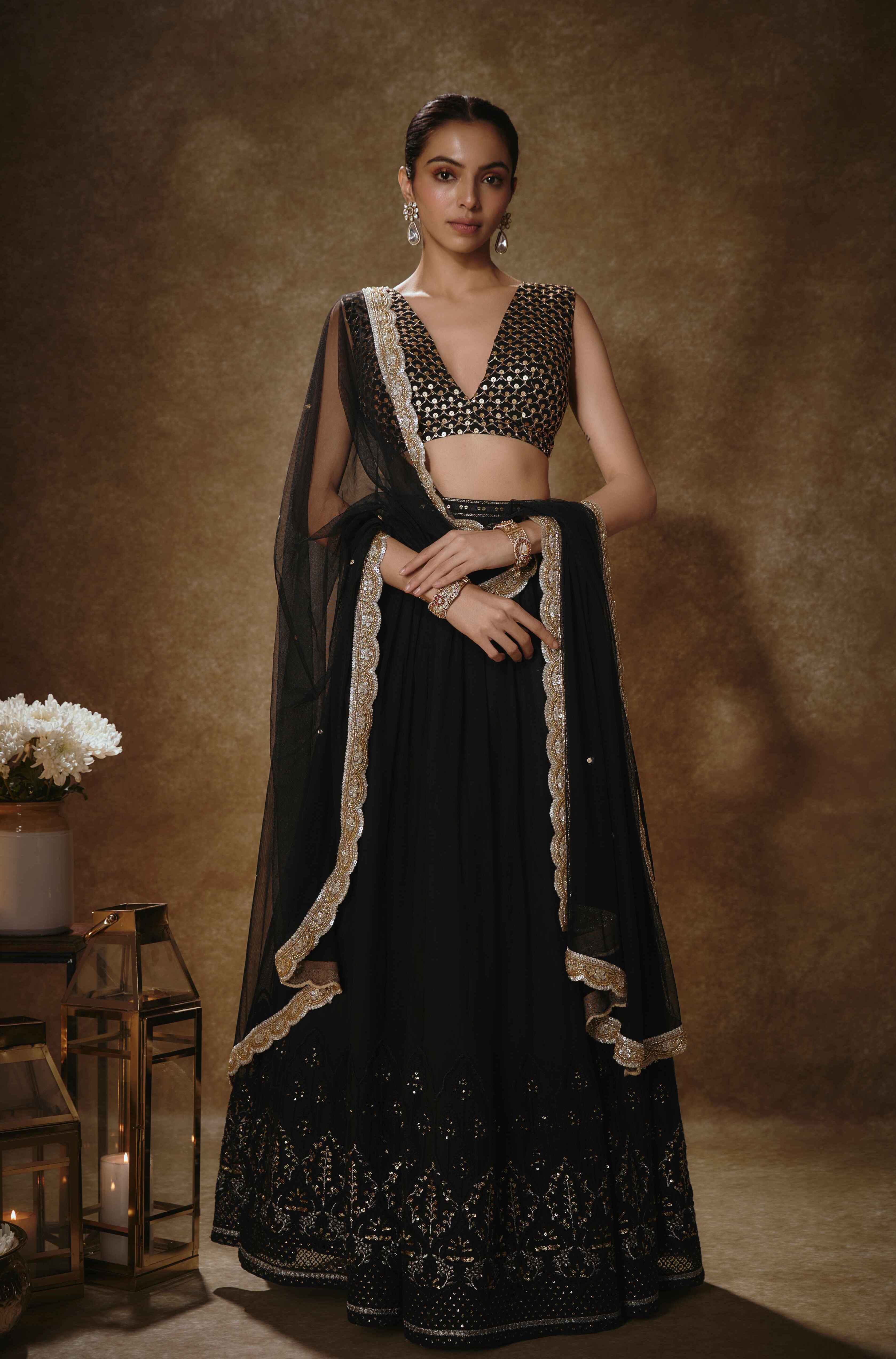 Tarini – black georgette lehenga, bisouNYC