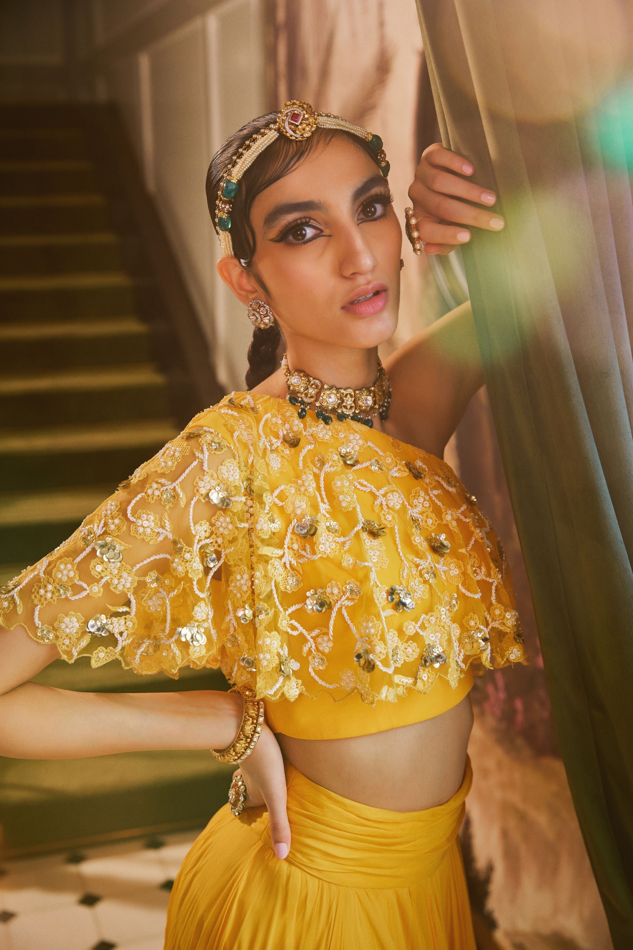 Tina – yellow georgette lehenga, bisouNYC