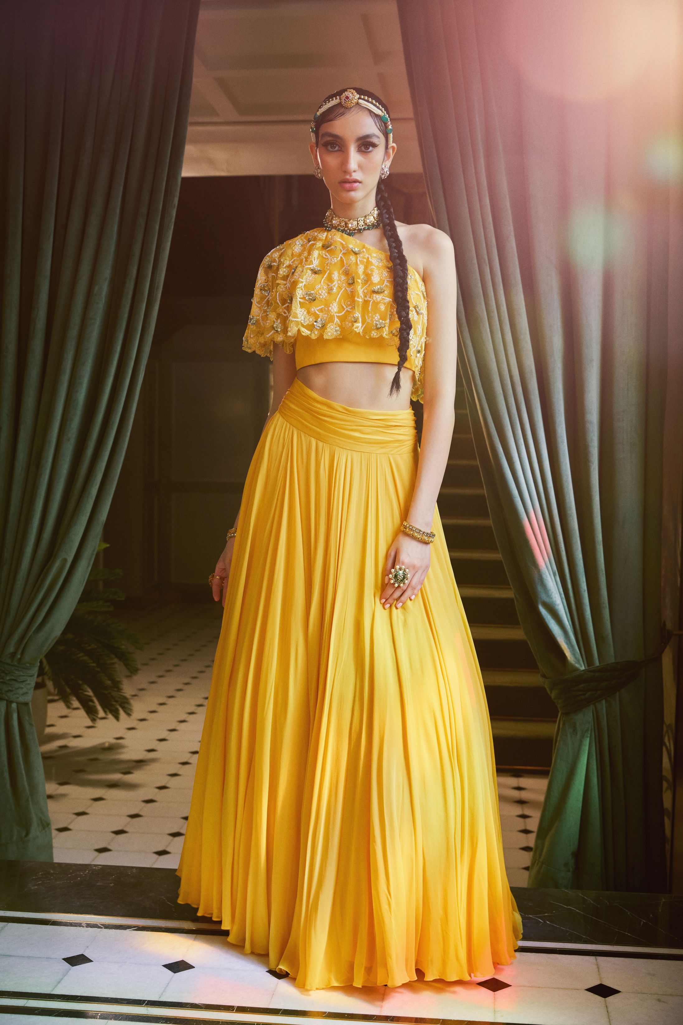 Tina – yellow georgette lehenga, bisouNYC