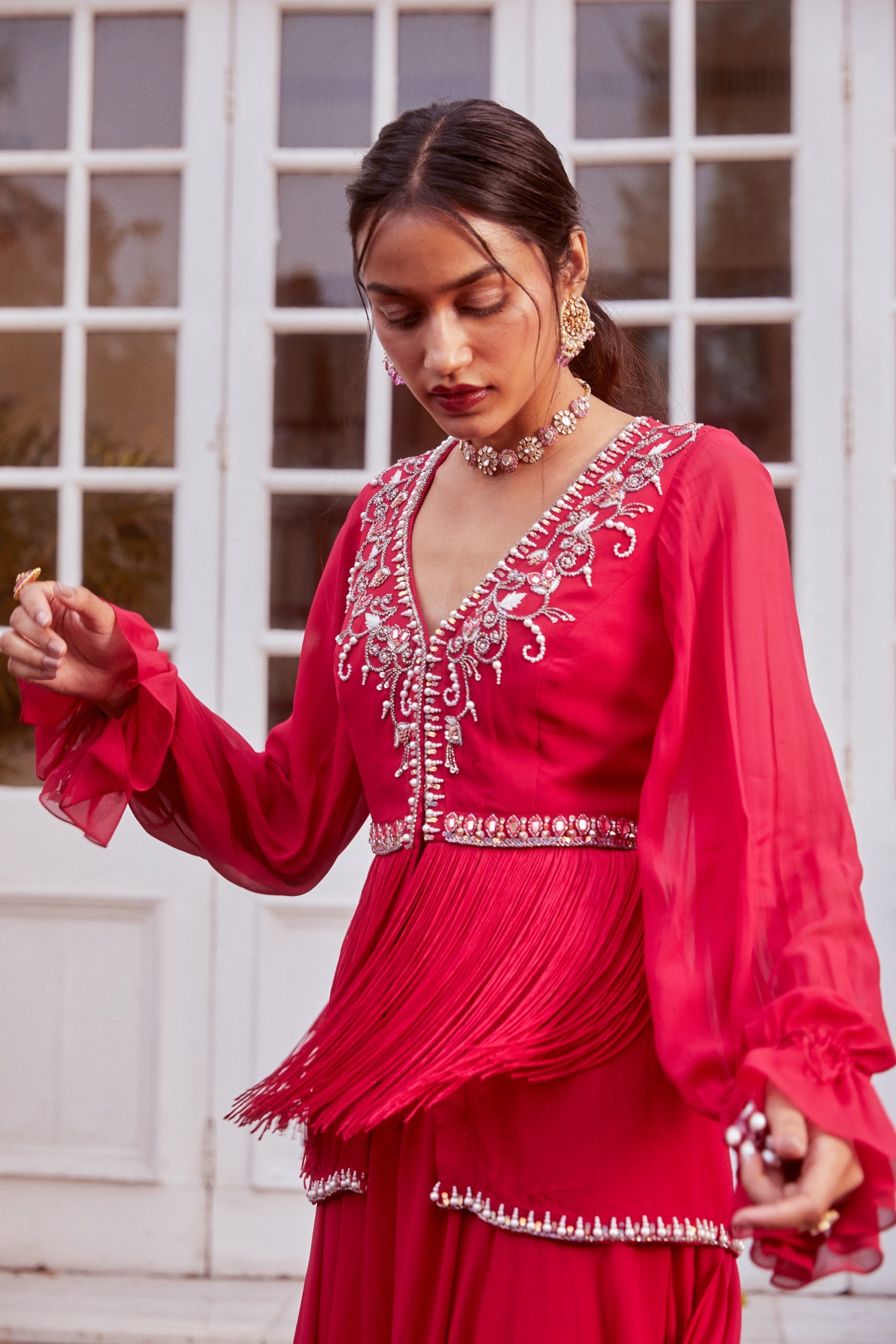 Trisha – fuchsia suit, bisouNYC