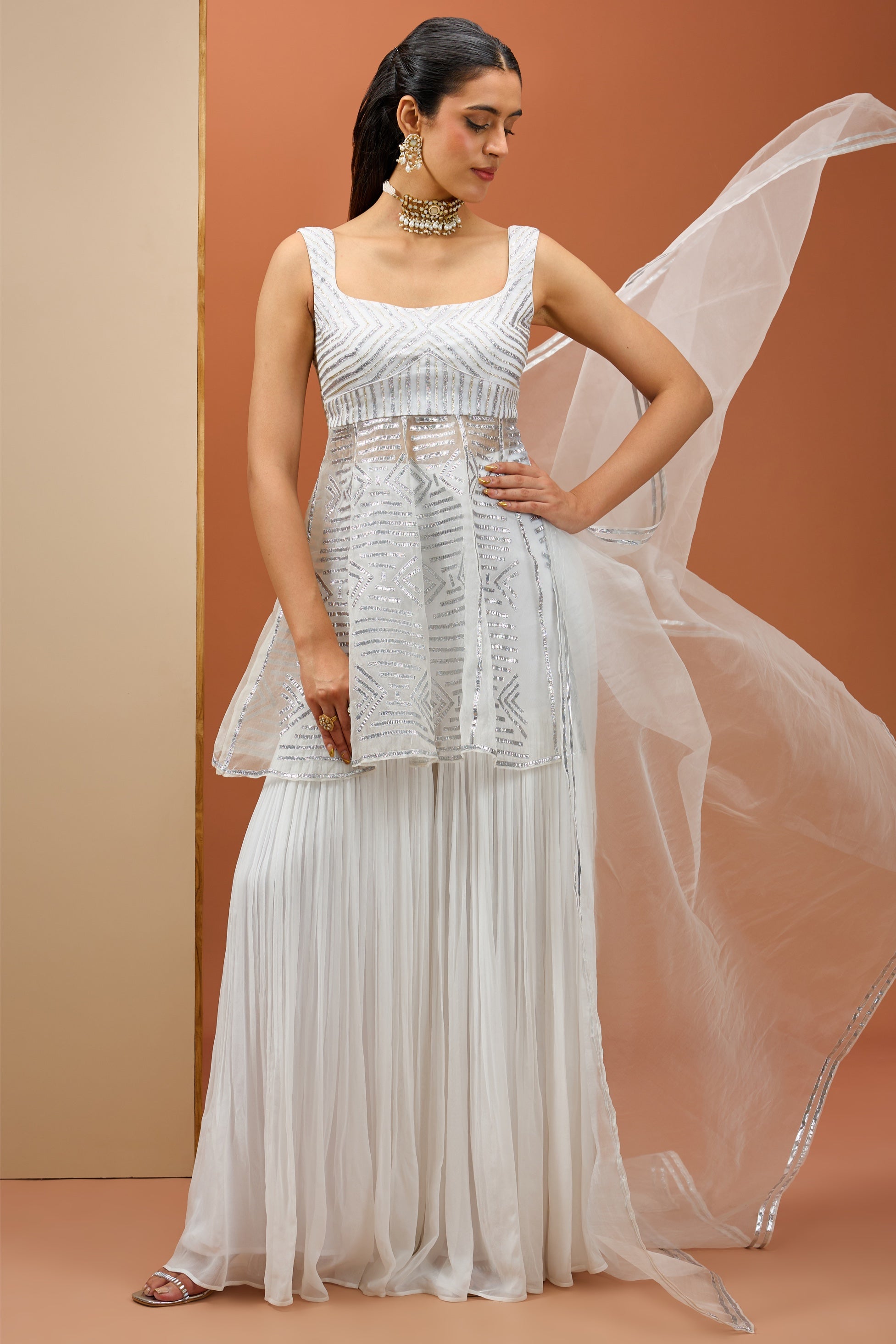 Ujala – white organza suit, bisouNYC