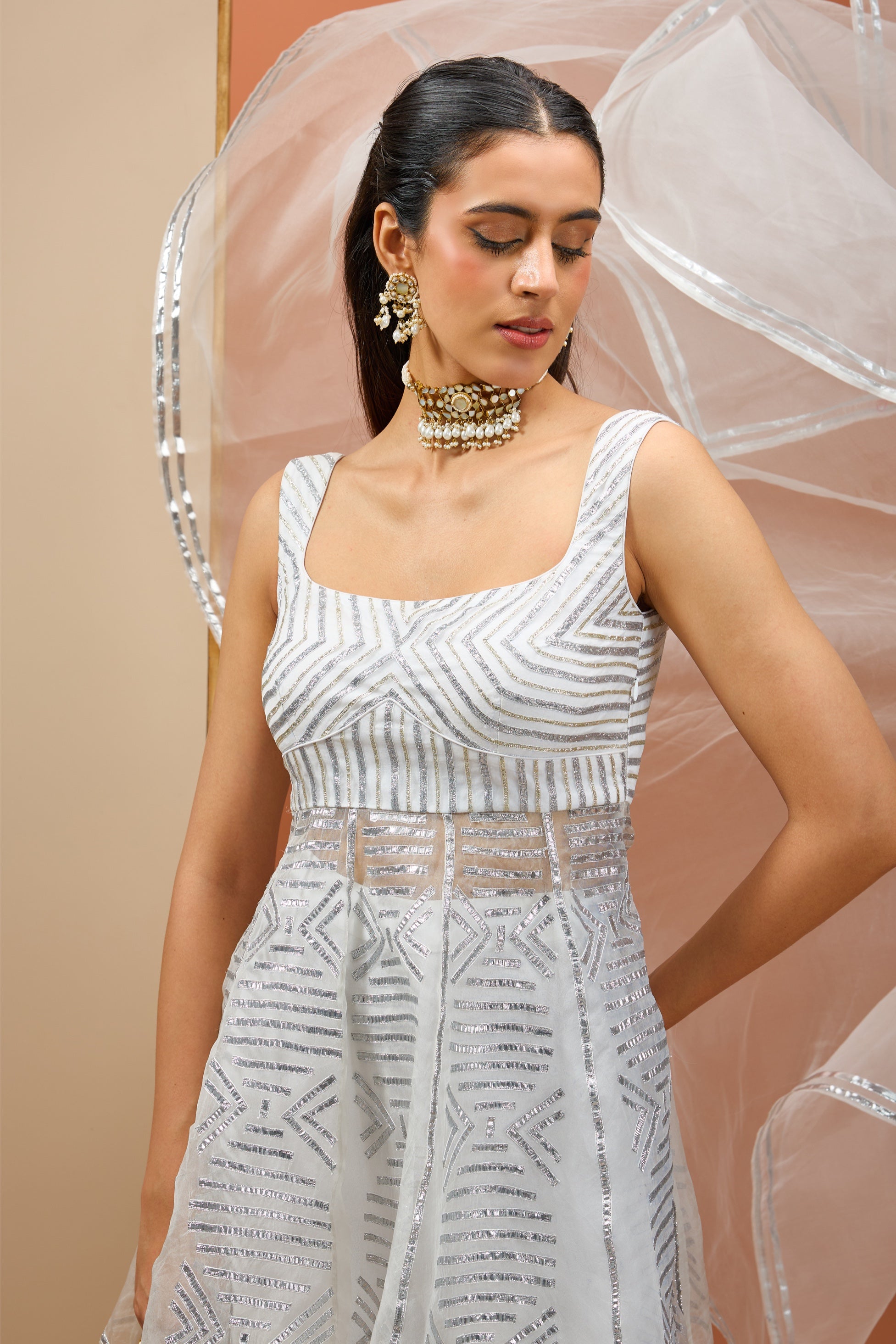Ujala – white organza suit, bisouNYC