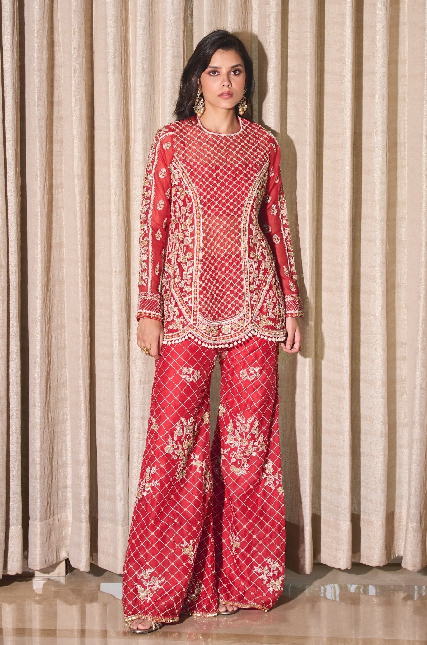 Unnati – red organza suit, bisouNYC