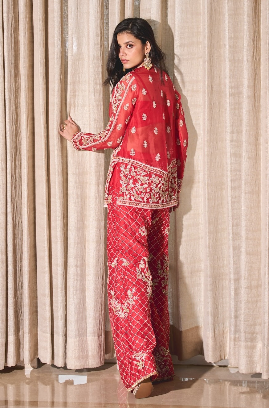 Unnati – red organza suit, bisouNYC