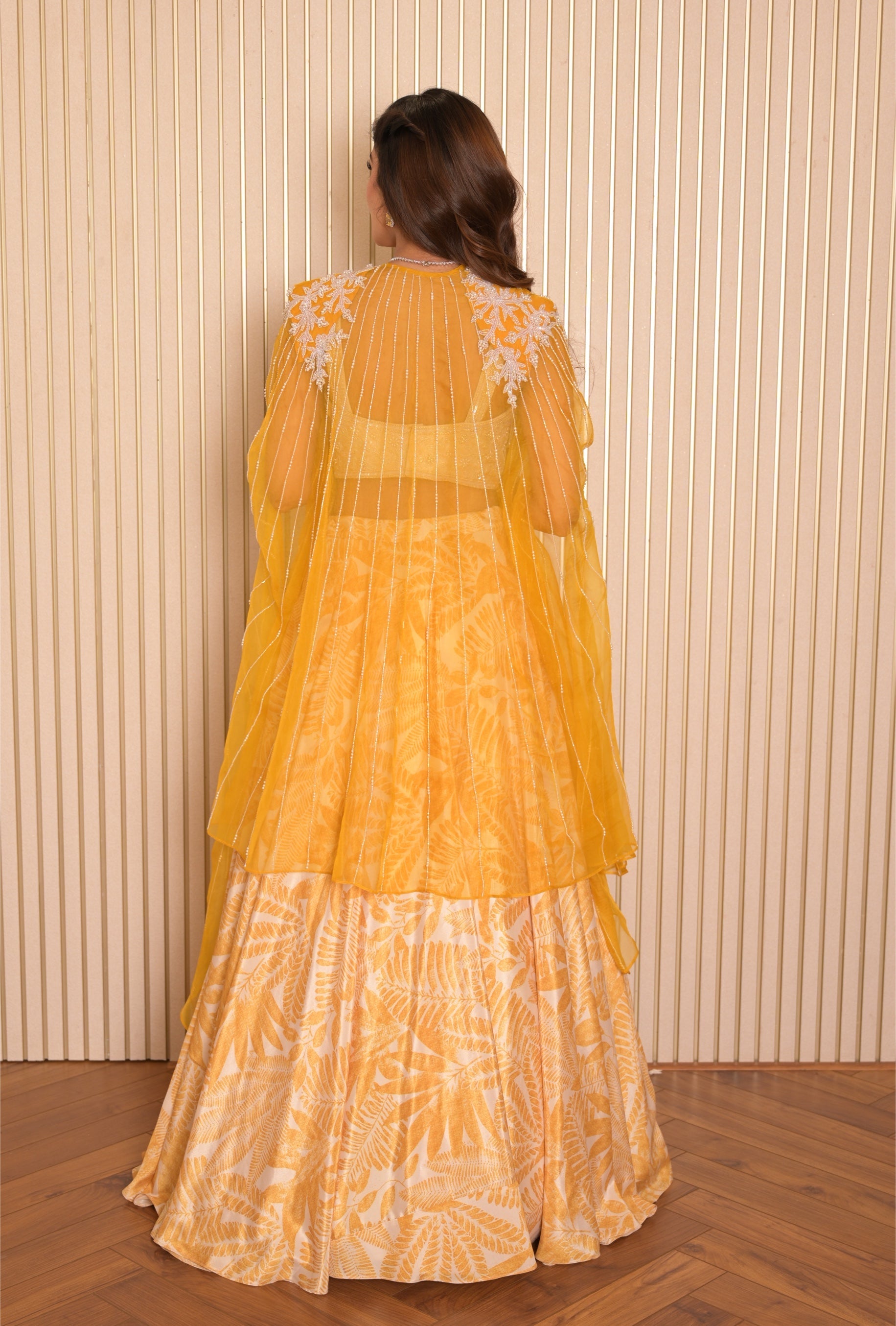 Yaffira – yellow organza lehenga, bisouNYC