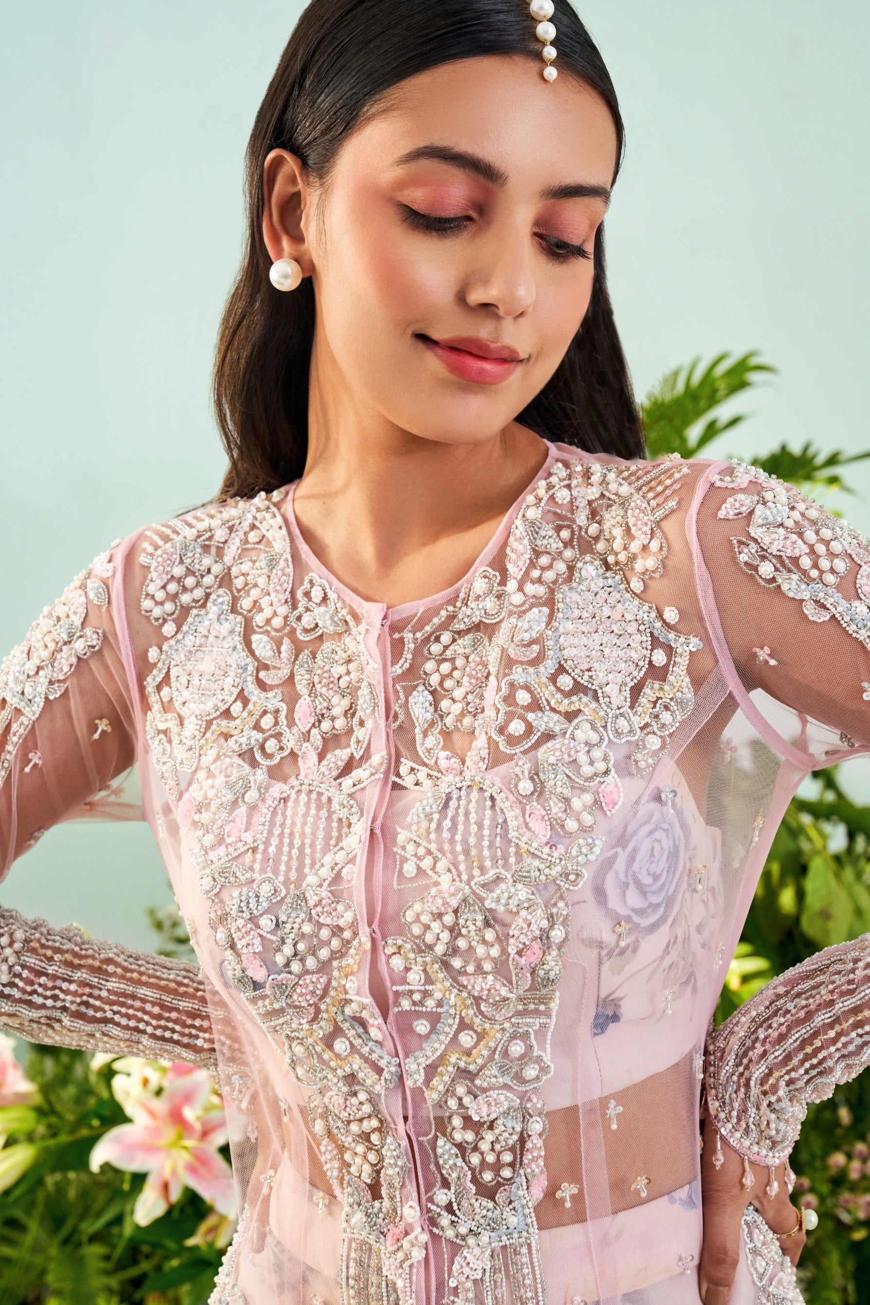 Zoey – ivory chiffon suit, bisouNYC