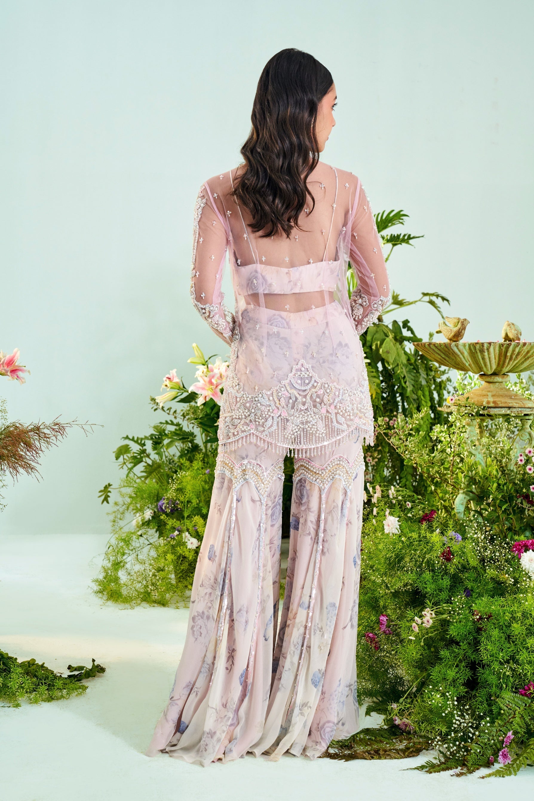 Zoey – ivory chiffon suit, bisouNYC